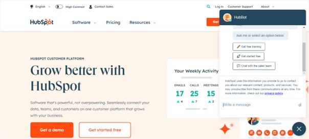 Hubspot example - Automated Marketing Tasks and Chatbots